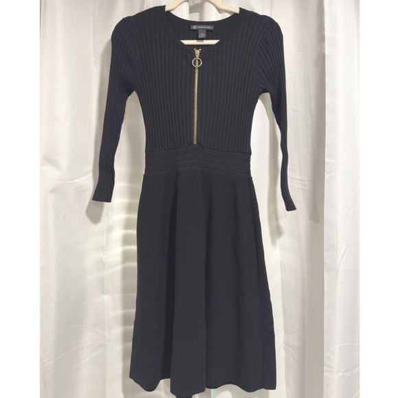 INC International Concepts Dresses & Skirts - INC International Concepts Black Ribbed Zip Front Sweater Dress FA15 s/5X411 M